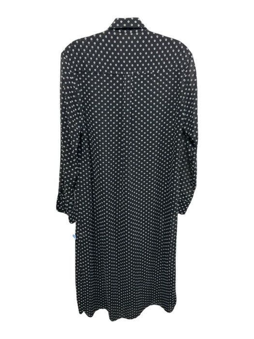 CCH Size XS Black & White Polyester Blend Semi Sheer Dotted Button Down Dress Black & White / XS