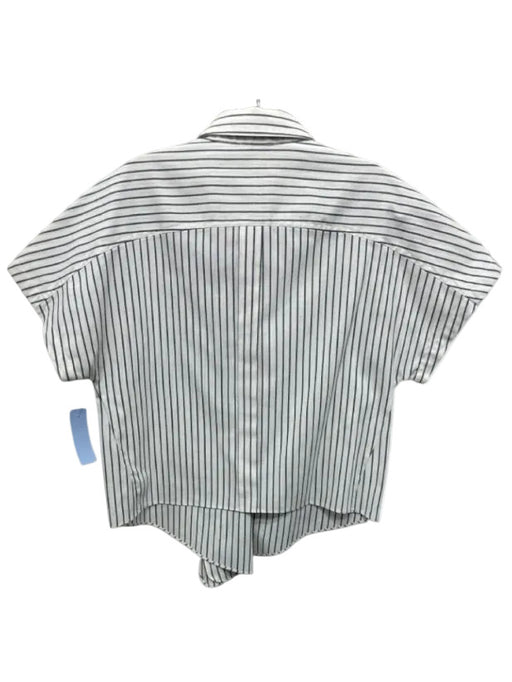 Tuckernuck Size S White & Blue Linen Pinstripe Short Sleeve Button Down Top White & Blue / S