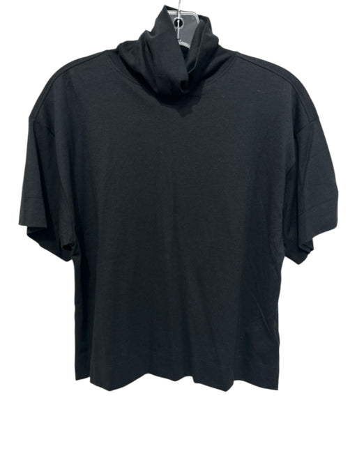 Nation Size XS Black Cotton Blend Short Sleeve Turtleneck Top Black / XS