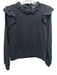 En Saison Size S Black & Amber Cotton Blend Eyelet Trim Ruffle Sweatshirt Top Black & Amber / S