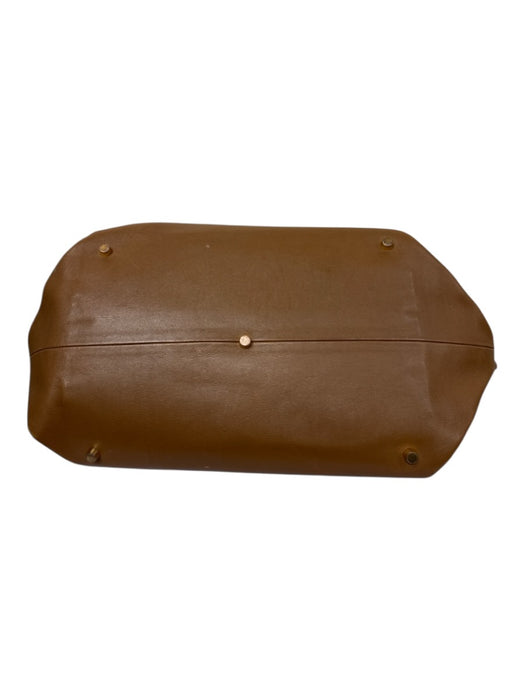Khaite Brown Leather Zip Pocket folded detail Tote Bag Brown / Medium