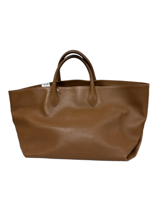 Khaite Brown Leather Zip Pocket folded detail Tote Bag Brown / Medium
