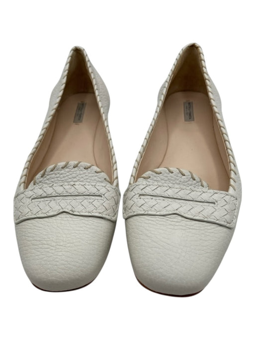 Bottega Veneta Shoe Size 38.5 White Pebbled Leather Whipstitch loafer Flats White / 38.5