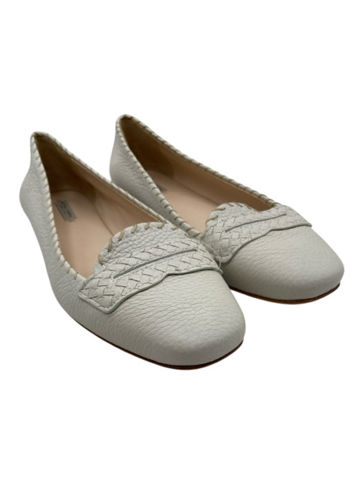 Bottega Veneta Shoe Size 38.5 White Pebbled Leather Whipstitch loafer Flats White / 38.5