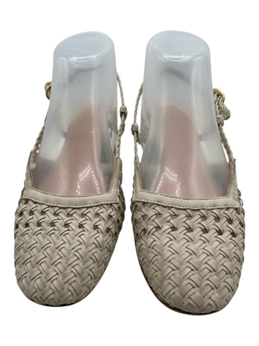Emerson Fry Shoe Size 38 Cream Leather Braided Straps Woven Slingback Sandals Cream / 38
