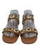 Larroude Shoe Size 8 Brown textile upper Gold Tone Hardware Cut Outs Sandals Brown / 8
