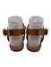 Larroude Shoe Size 8 Brown textile upper Gold Tone Hardware Cut Outs Sandals Brown / 8