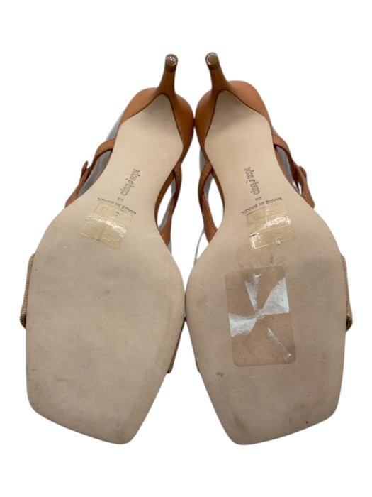 Cinq a Sept Shoe Size 38 Brown & Tan Leather Canvas Square Toe Sandals Brown & Tan / 38