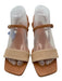 Cinq a Sept Shoe Size 38 Brown & Tan Leather Canvas Square Toe Sandals Brown & Tan / 38