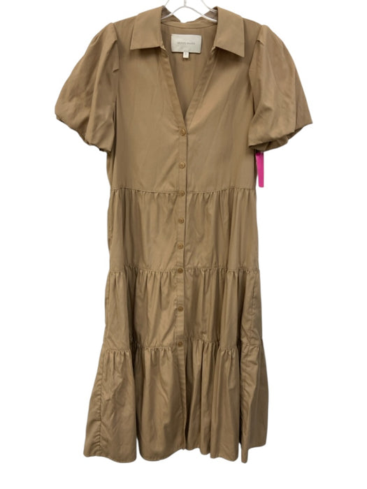 Brochu Walker Size S Beige Polyester & Cotton Short Sleeve Button Up Maxi Dress Beige / S