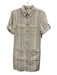 Shoshanna Size 6 White & Multi Cotton Short Sleeve Rolled Knit Button up Dress White & Multi / 6