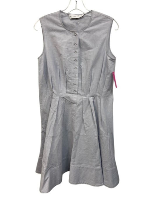 Proenza Schouler Size 2 Light Blue Cotton & Linen Sleeveless Half Button Dress Light Blue / 2