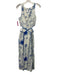 Never Fully Dressed Size 4 White & Blue Cotton Blend Sleeveless Cut Outs Dress White & Blue / 4