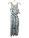Never Fully Dressed Size 4 White & Blue Cotton Blend Sleeveless Cut Outs Dress White & Blue / 4