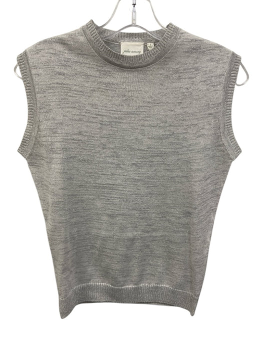 Julia Amory Size S Silver Cotton & Viscose Metallic Thread Sleeveless Top Silver / S