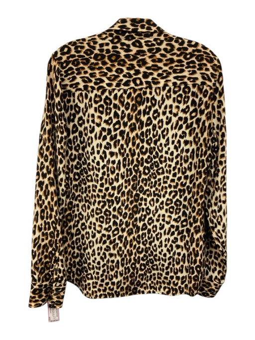 Equipment Femme Size S Black, Brown, & Beige Silk Long Sleeve Animal Print Top Black, Brown, & Beige / S