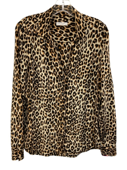 Equipment Femme Size S Black, Brown, & Beige Silk Long Sleeve Animal Print Top Black, Brown, & Beige / S
