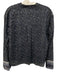 Veronica Beard Size 2 Navy & Blue Cotton Long Sleeve Floral Print Split Neck Top Navy & Blue / 2