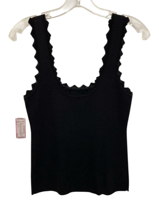 Tuckernuck Size S Black Viscose & Nylon Sleeveless Tank Scallop Hem Top Black / S
