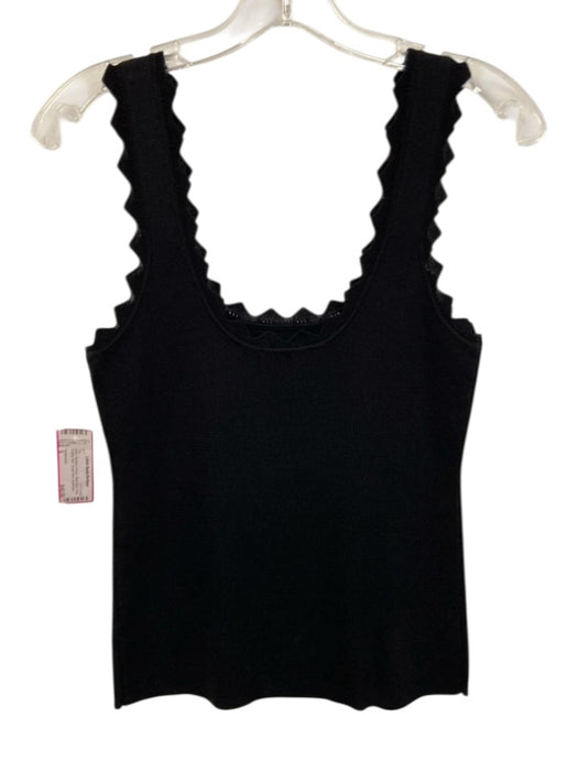 Tuckernuck Size S Black Viscose & Nylon Sleeveless Tank Scallop Hem Top Black / S