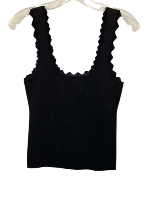 Tuckernuck Size S Black Viscose & Nylon Sleeveless Tank Scallop Hem Top Black / S
