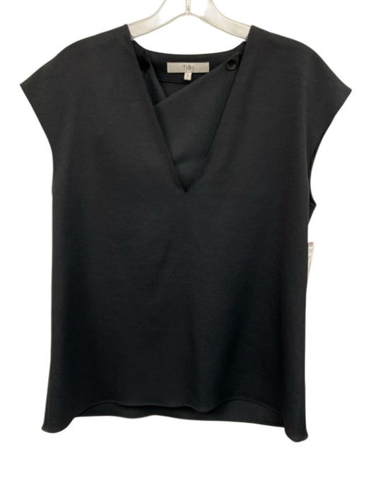 Tibi Size 4 Black Polyester Sleeveless V Neck Top Black / 4