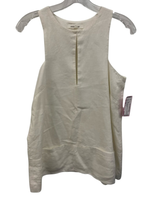 Emerson Fry Size XS White Linen Sleeveless Tank Split Neck Tunic Top White / XS