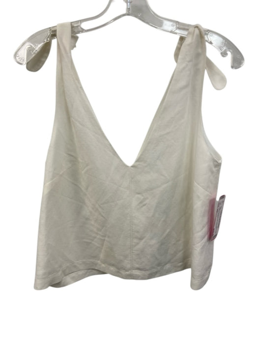 Emerson Fry Size XS White Viscose & Linen Sleeveless Tank V Neck Top White / XS