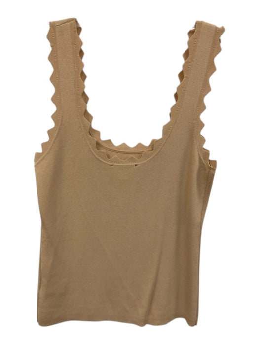 Tuckernuck Size S Beige Viscose & Nylon Sleeveless Tank Scallop Hem Top Beige / S
