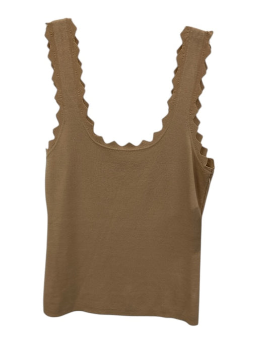 Tuckernuck Size S Beige Viscose & Nylon Sleeveless Tank Scallop Hem Top Beige / S