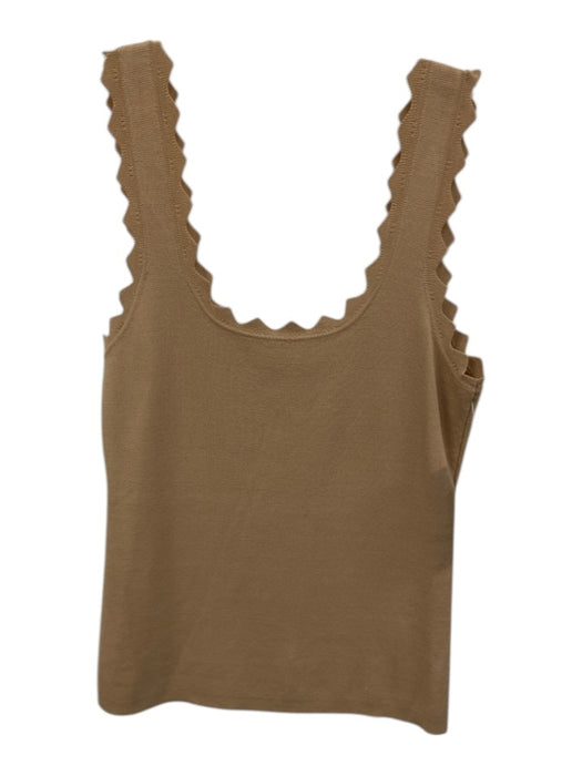 Tuckernuck Size S Beige Viscose & Nylon Sleeveless Tank Scallop Hem Top Beige / S