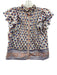 Oliphant Size XS Blue, Orange, White Cotton Ruffle Cap Sleeve Floral Print Top Blue, Orange, White / XS