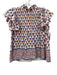 Oliphant Size XS Blue, Orange, White Cotton Ruffle Cap Sleeve Floral Print Top Blue, Orange, White / XS