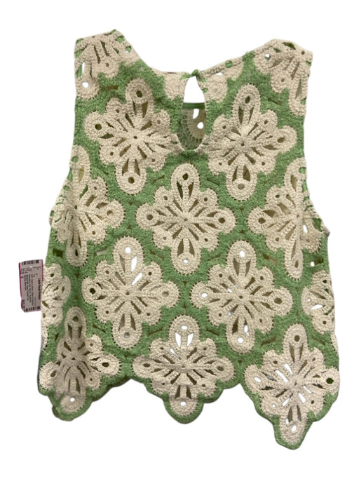 Mestiza New York Size S Green & White Cotton & Polyester Sleeveless Knit Top Green & White / S