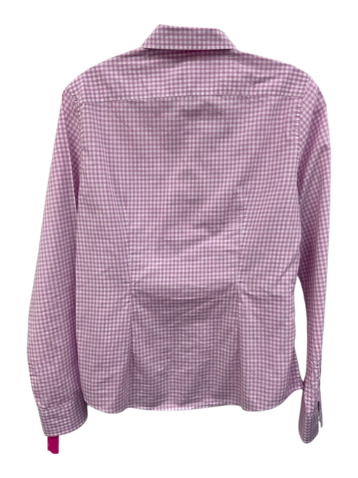 Ann Mashburn Size S Purple & White Cotton Long Sleeve Gingham Blouse Top Purple & White / S