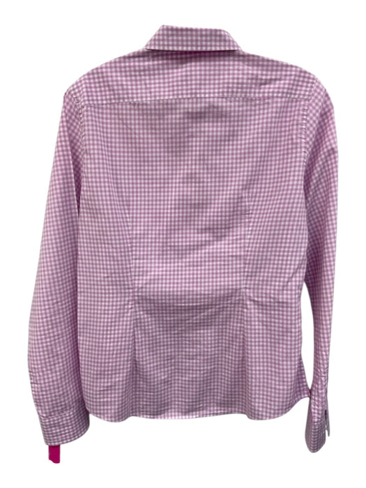 Ann Mashburn Size S Purple & White Cotton Long Sleeve Gingham Blouse Top Purple & White / S