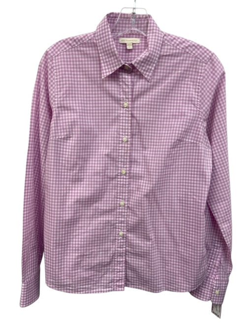 Ann Mashburn Size S Purple & White Cotton Long Sleeve Gingham Blouse Top Purple & White / S