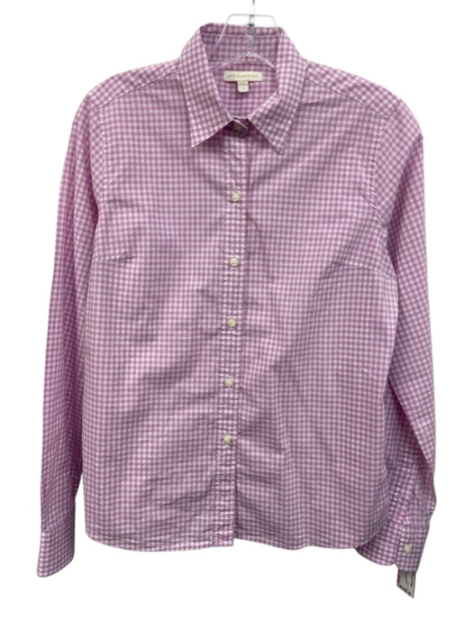 Ann Mashburn Size S Purple & White Cotton Long Sleeve Gingham Blouse Top Purple & White / S