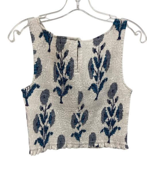 Marea Size S/XS Blue & White Cotton Elastic Waist Floral Print Smocked Skirt Set Blue & White / S/XS