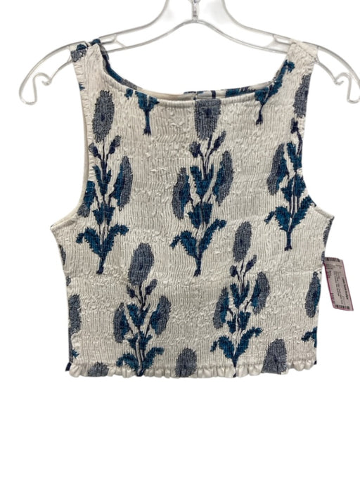 Marea Size S/XS Blue & White Cotton Elastic Waist Floral Print Smocked Skirt Set Blue & White / S/XS
