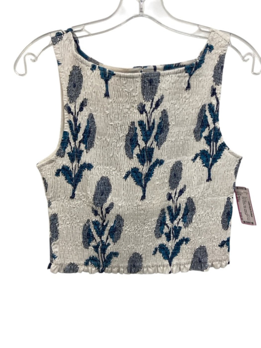 Marea Size S/XS Blue & White Cotton Elastic Waist Floral Print Smocked Skirt Set Blue & White / S/XS