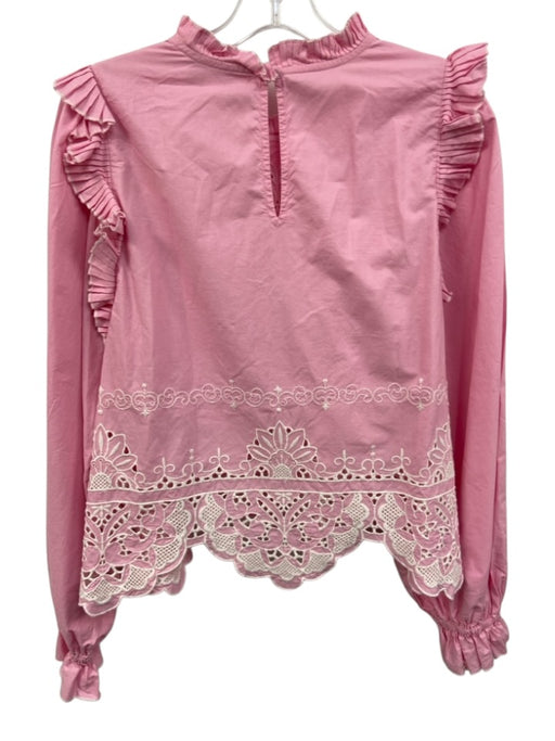 Love The Label Size S Pink Cotton ruffles Eyelet Keyhole Back Top Pink / S