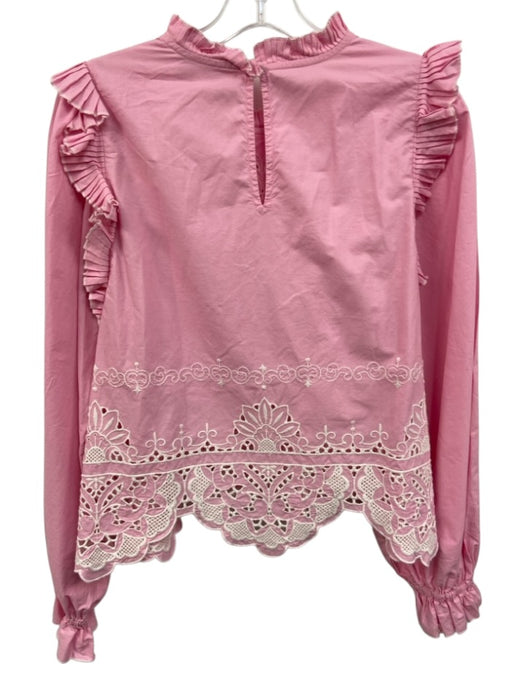 Love The Label Size S Pink Cotton ruffles Eyelet Keyhole Back Top Pink / S