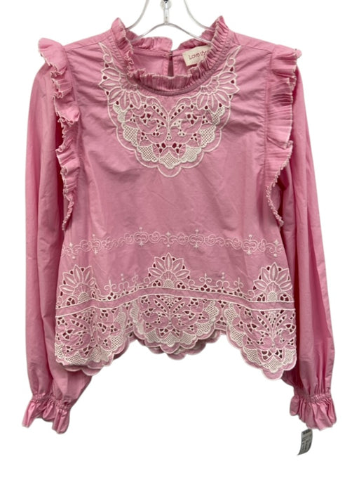 Love The Label Size S Pink Cotton ruffles Eyelet Keyhole Back Top Pink / S