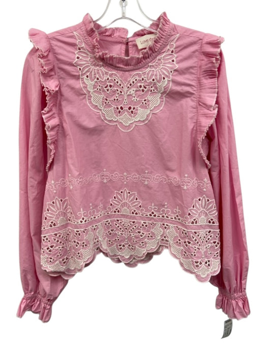 Love The Label Size S Pink Cotton ruffles Eyelet Keyhole Back Top Pink / S