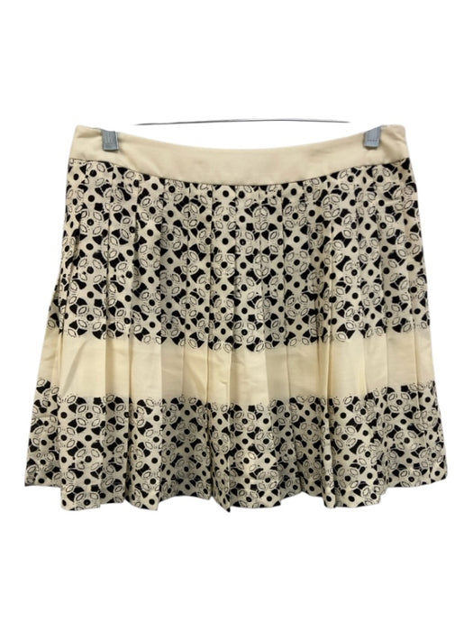 Tuckernuck Size M Cream & Black Tencel Pleated Zip & Hook Closure Mini Skirt Cream & Black / M
