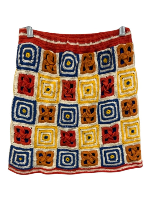 Escvdo Size S Red & Multi Cotton crotchet Elastic Waist Skirt Red & Multi / S