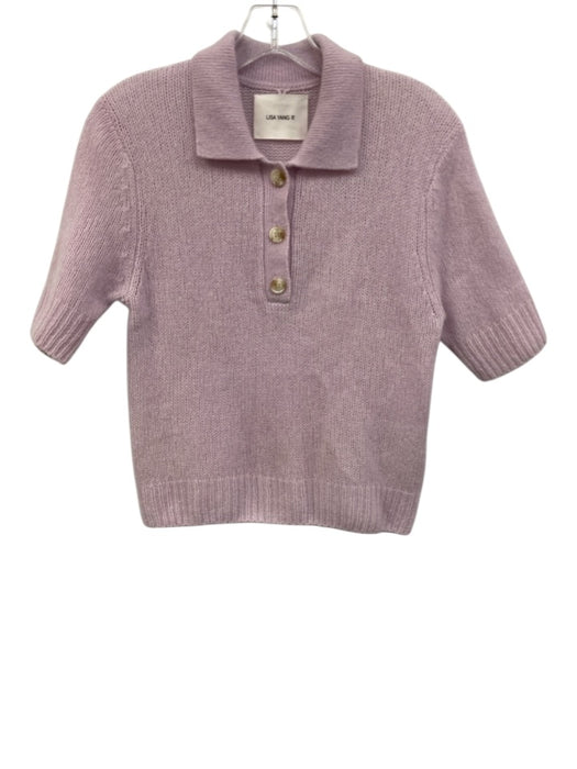 Lisa Yang Size 1 Light Pink Cashmere & Silk Collared Knit 1/4 Button Sweater Light Pink / 1