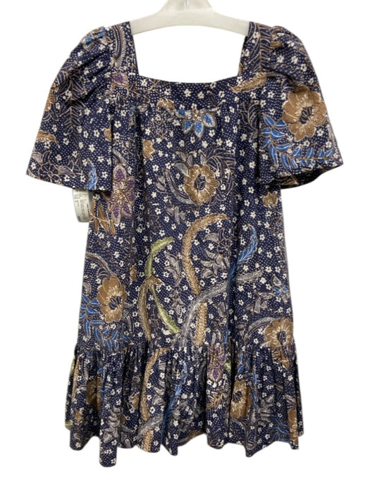 Cara Cara Size S Navy & Multi Cotton Printed Pockets Wide Sleeves Dress Navy & Multi / S