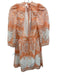 Borgo De Nor Size 8 Orange Cotton Blend Tie Neck Lace Detail Open Back Dress Orange / 8